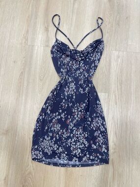 Vintage Y2K Misty Rose purple floral cowl neck mini dress size Medium